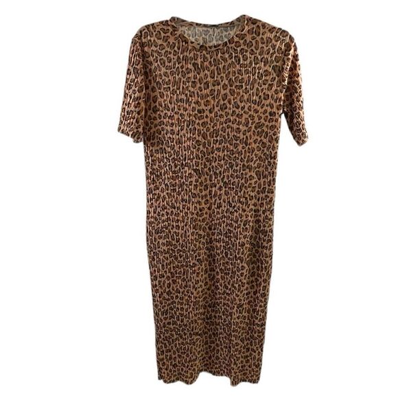 Zara Dresses & Skirts - Zara Animal Print Pleated Maxi Dress Size S